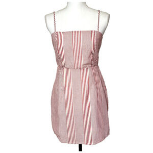 Favlux Sleeveless Sz M Red‎ White Tie Back Cotton Blend Mini Dress Sundress